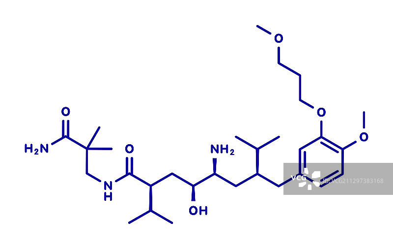 阿利斯吉仑降血压药物分子模型图片素材