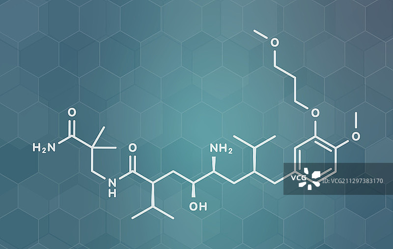 阿利斯吉仑降血压药物分子模型图片素材