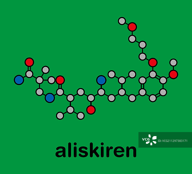 阿利斯吉仑降血压药物分子模型图片素材