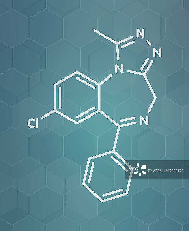 阿普唑仑镇静催眠药物分子模型图片素材