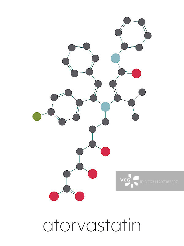 降低胆固醇的阿托伐他汀分子模型图片素材