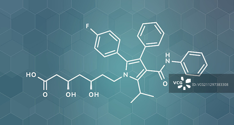 降低胆固醇的阿托伐他汀分子模型图片素材