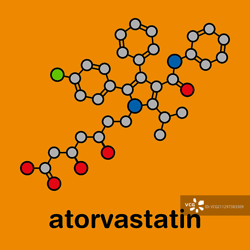降低胆固醇的阿托伐他汀分子模型图片素材