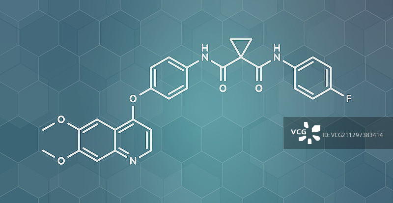 卡博替尼抗癌药物分子模型图片素材