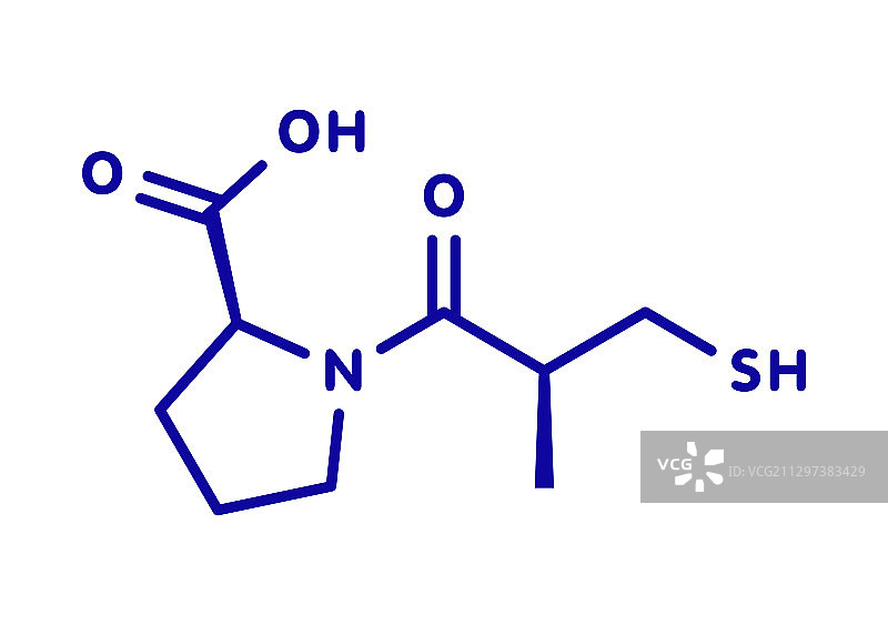降压药卡托普利分子模型图片素材