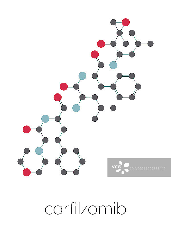 卡非佐米多发性骨髓瘤抗癌药物分子模型图片素材
