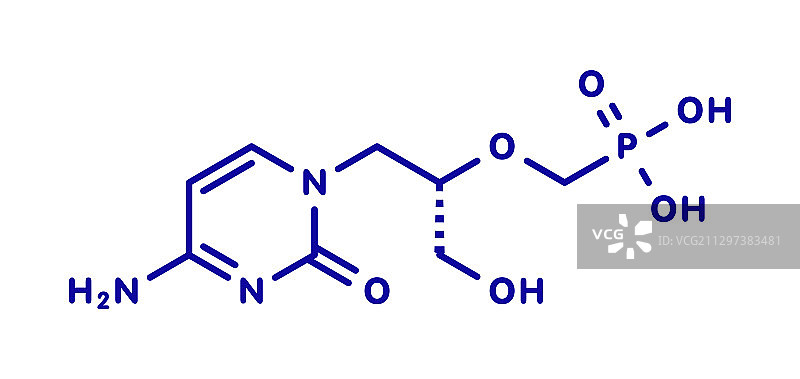 西多福韦抗巨细胞病毒药物分子模型图片素材
