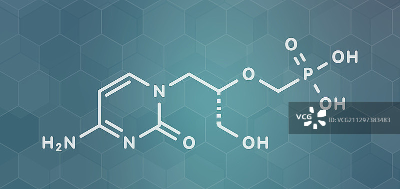 西多福韦抗巨细胞病毒药物分子模型图片素材