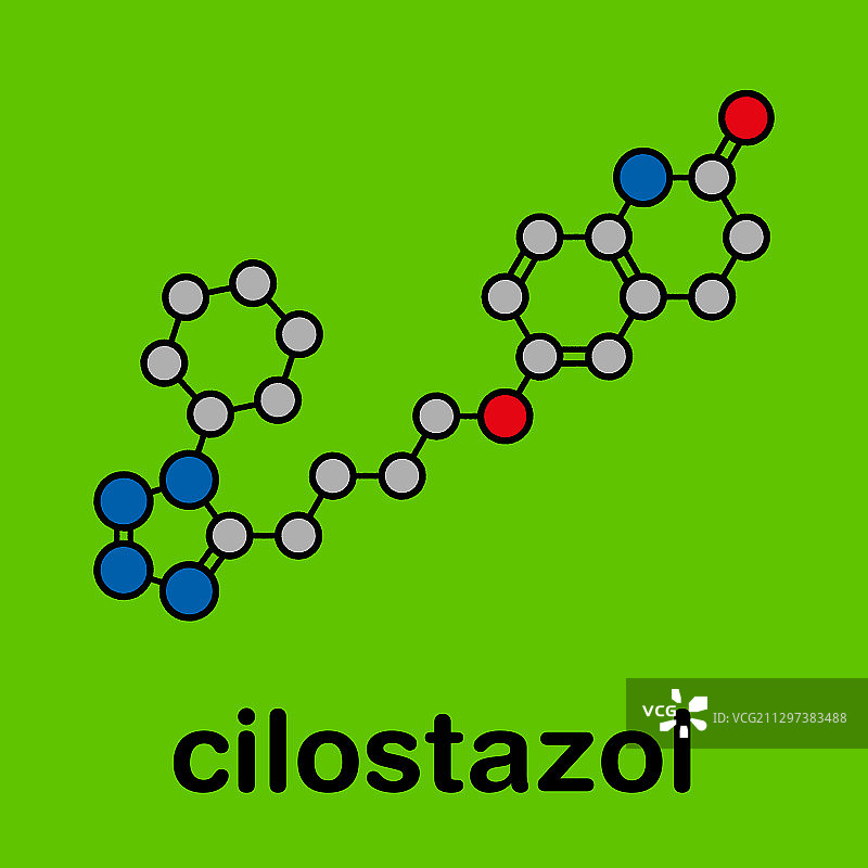 西洛他唑间歇性跛行药物分子模型图片素材