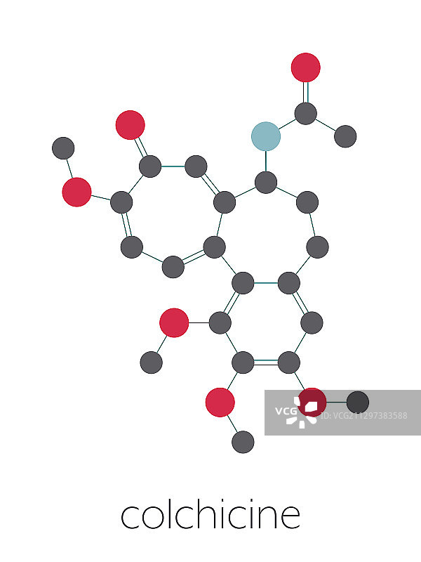 秋水仙碱痛风药物分子模型图片素材
