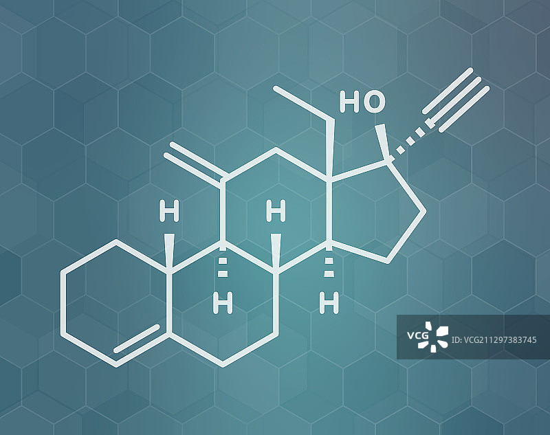 去氧孕烯避孕药分子模型图片素材
