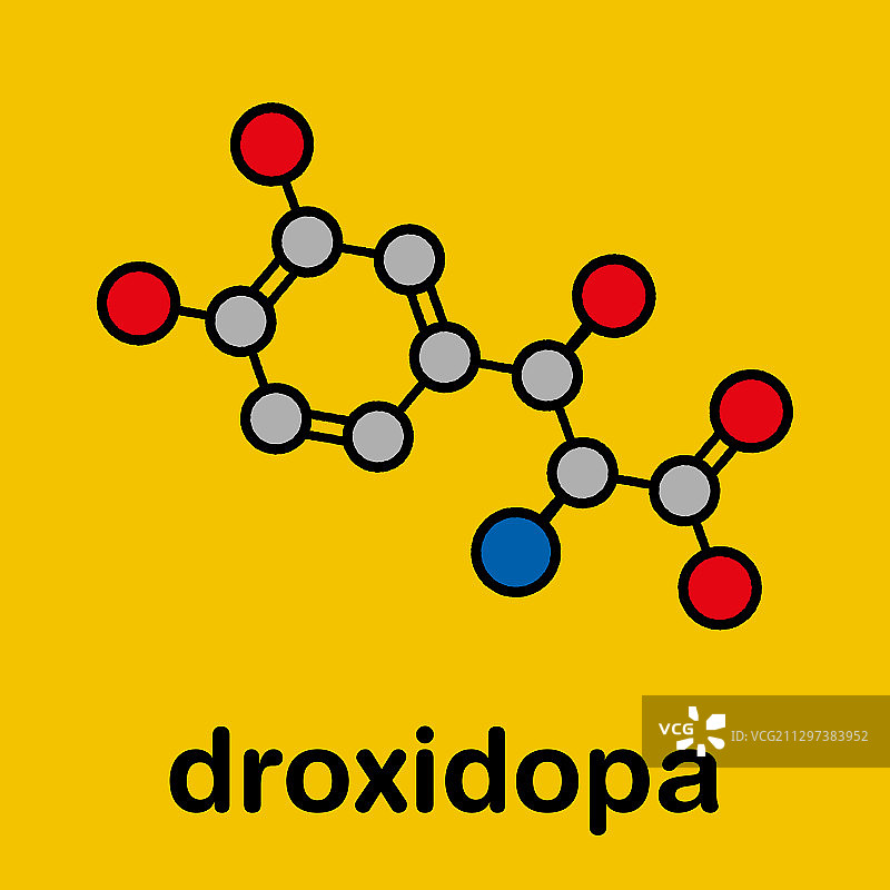 盐酸屈昔多巴，分子模型图片素材