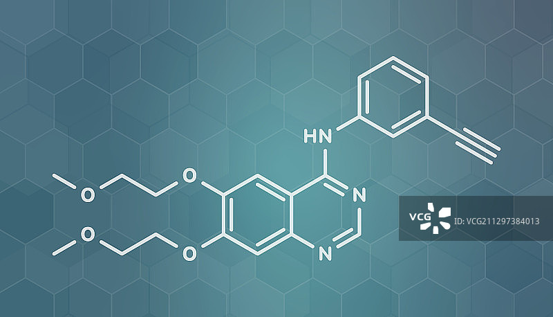 厄洛替尼抗癌药物分子模型图片素材