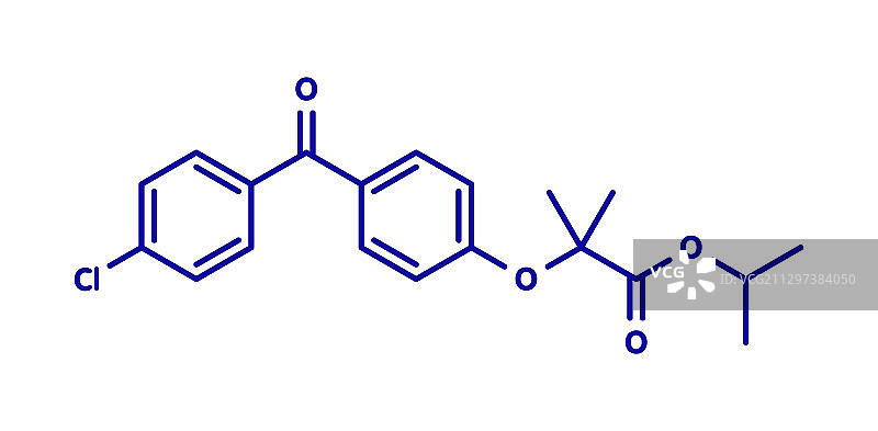 非诺贝特降胆固醇药物分子模型图片素材