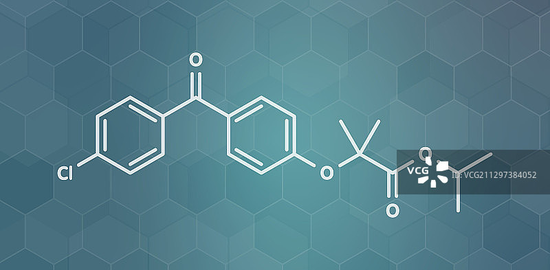非诺贝特降胆固醇药物分子模型图片素材