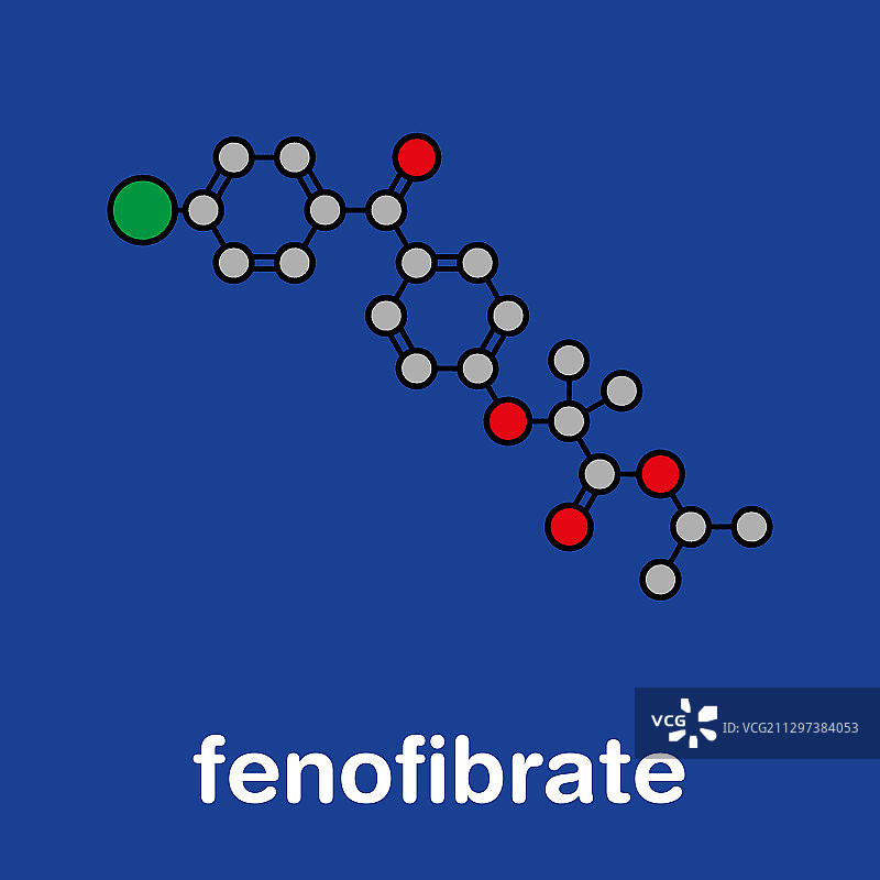 非诺贝特降胆固醇药物分子模型图片素材