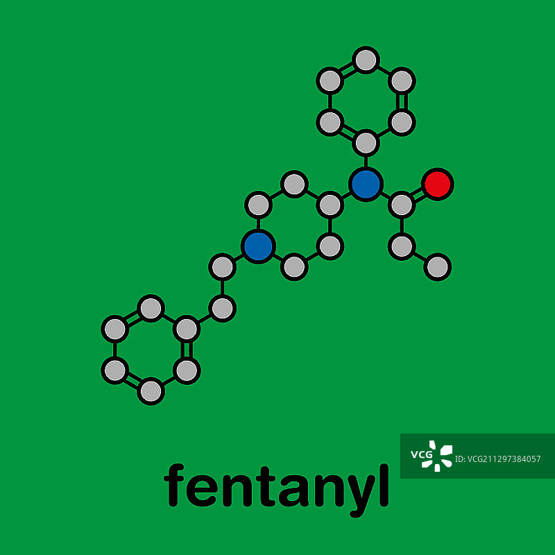 芬太尼阿片类镇痛药分子模型图片素材