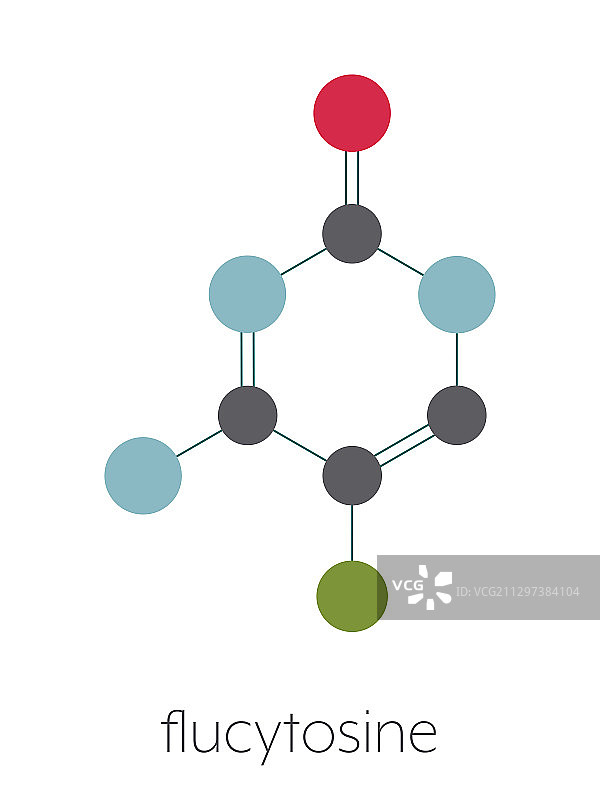 氟胞嘧啶抗真菌药物分子模型图片素材