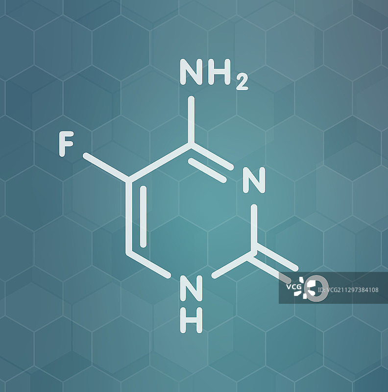 氟胞嘧啶抗真菌药物分子模型图片素材