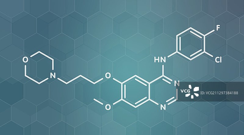 吉非替尼抗癌药物分子模型图片素材