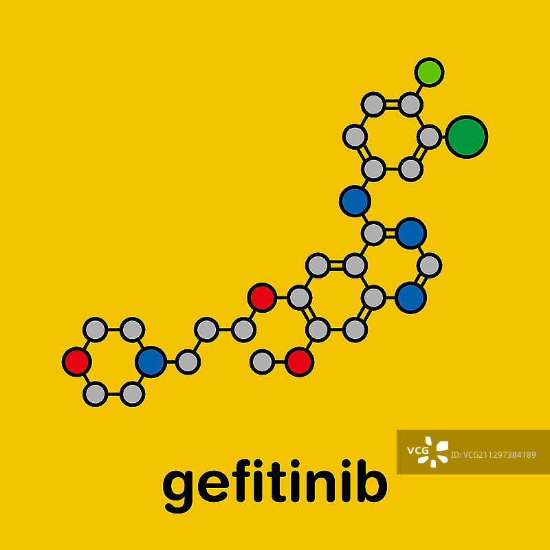 吉非替尼抗癌药物分子模型图片素材