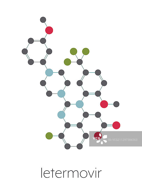 来特莫韦尔巨细胞病毒药物分子模型图片素材