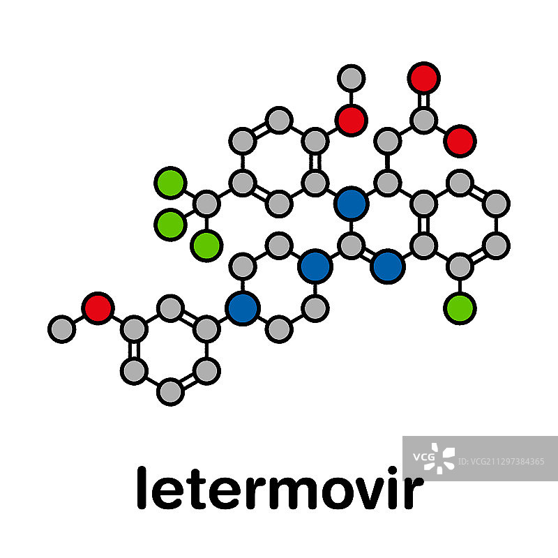 来特莫韦尔巨细胞病毒药物分子模型图片素材