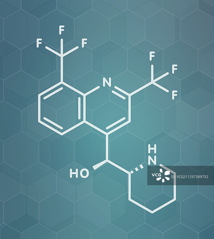 甲氟喹疟疾药物分子模型图片素材
