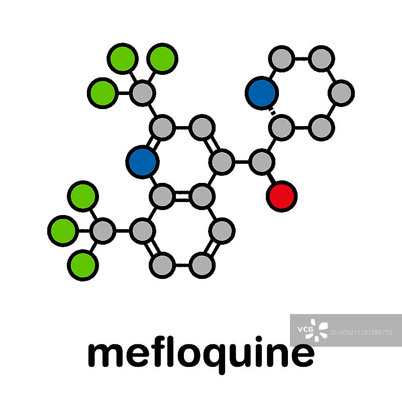 甲氟喹疟疾药物分子模型图片素材
