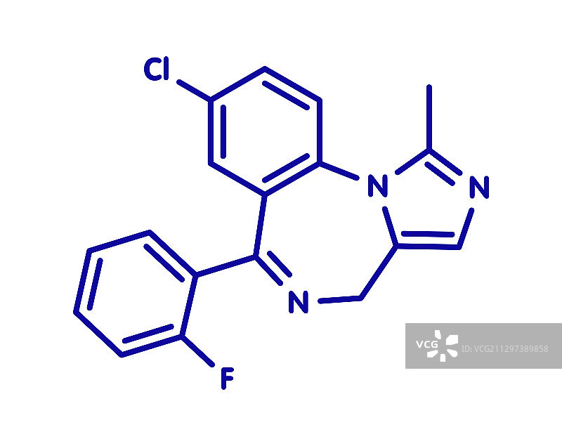 咪达唑仑苯二氮卓类药物分子模型图片素材