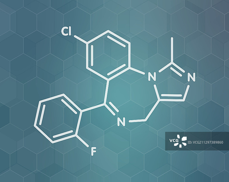 咪达唑仑苯二氮卓类药物分子模型图片素材