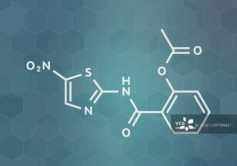 硝唑尼特抗原生动物药物分子模型图片素材