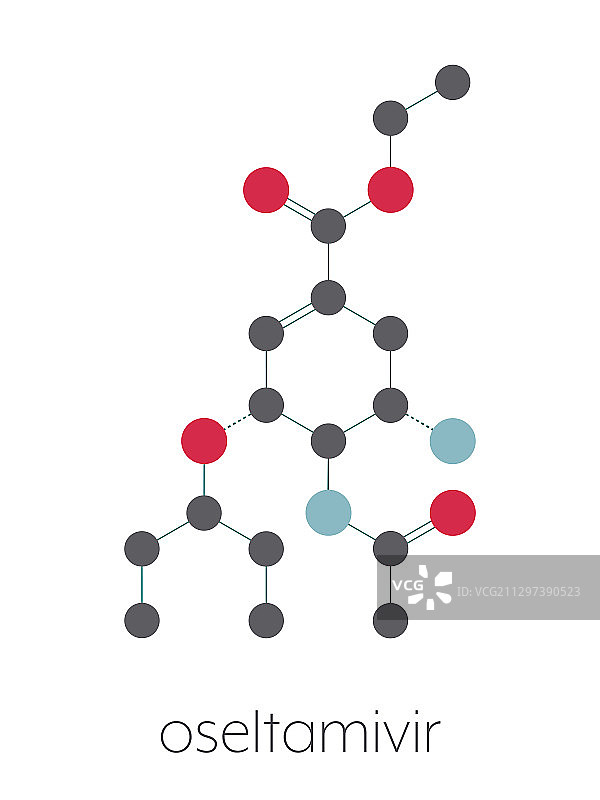 奥司他韦流感病毒药物分子模型图片素材