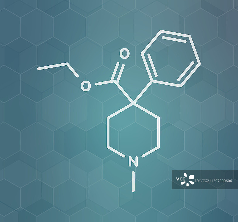 哌替啶类阿片止痛药分子模型图片素材