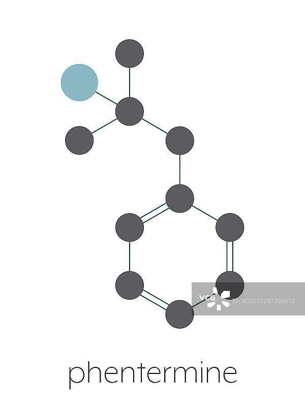 芬特明食欲抑制剂药物分子模型图片素材