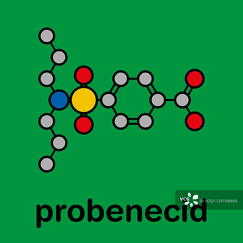 丙磺舒痛风药分子模型图片素材