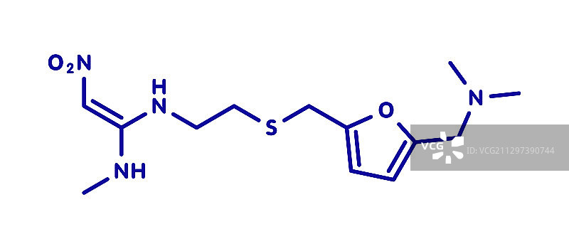 雷尼替丁消化性溃疡病药物分子模型图片素材
