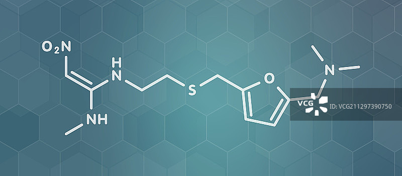 雷尼替丁消化性溃疡病药物分子模型图片素材