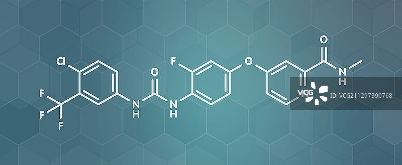 瑞戈非尼抗癌药物分子模型图片素材