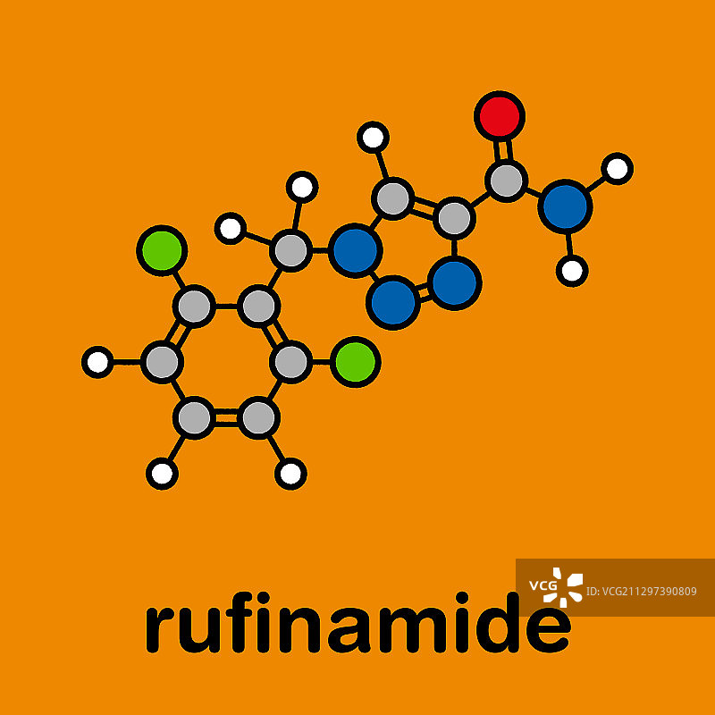 鲁非酰胺抗癫痫药物分子模型图片素材