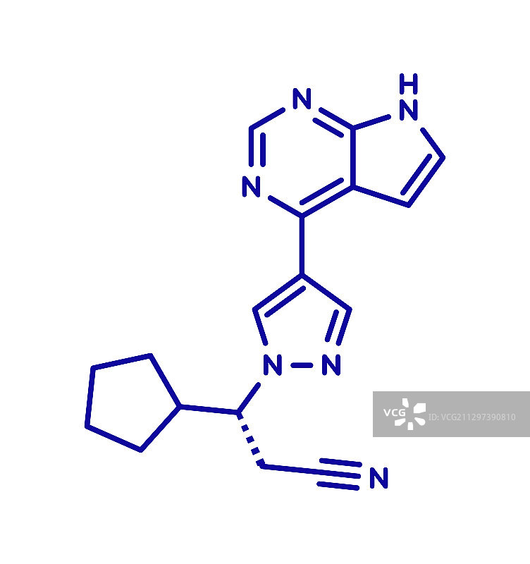Ruxolitinib骨髓纤维化抗癌药分子模型图片素材