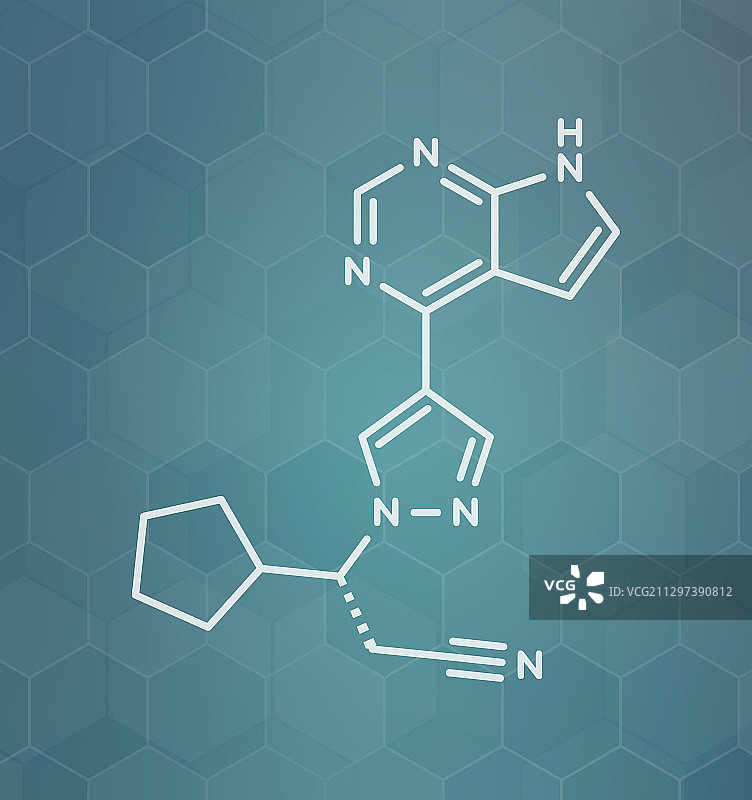 Ruxolitinib骨髓纤维化抗癌药分子模型图片素材