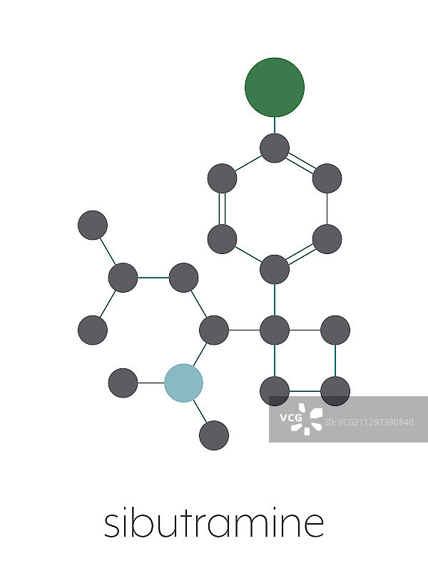西布曲明减肥药分子模型图片素材