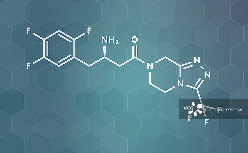 西格列汀糖尿病药物分子模型图片素材