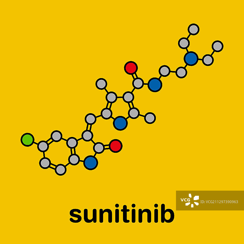 舒尼替尼抗癌药物分子模型图片素材