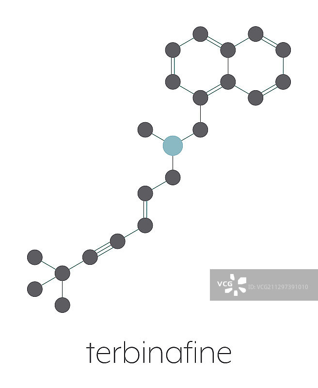 盐酸特比萘芬抗真菌药物分子模型图片素材