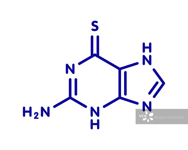 硫鸟嘌呤白血病和溃疡性结肠炎药物分子图片素材