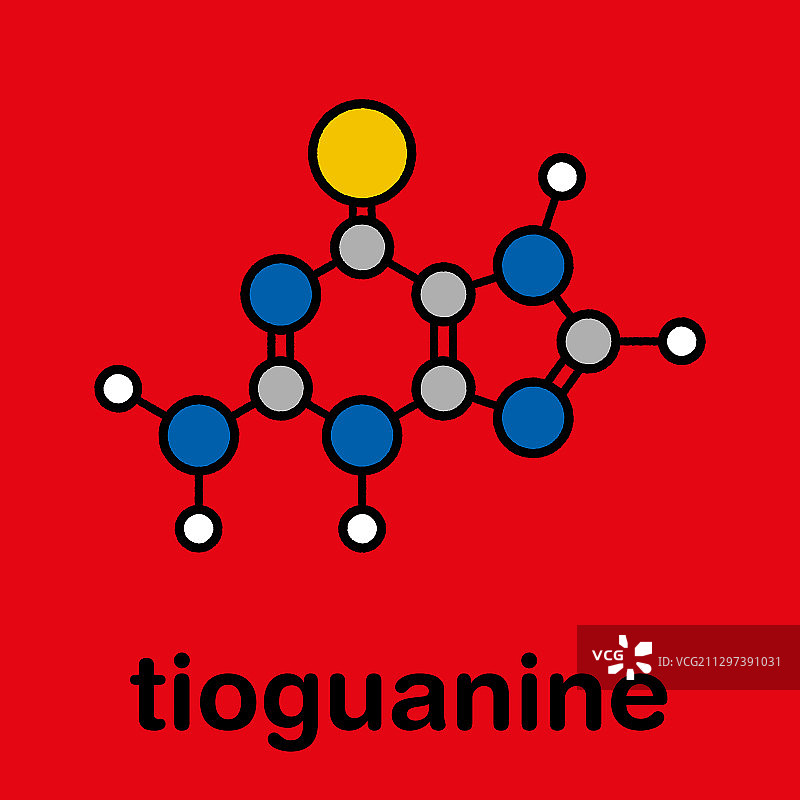 硫鸟嘌呤白血病和溃疡性结肠炎药物分子图片素材