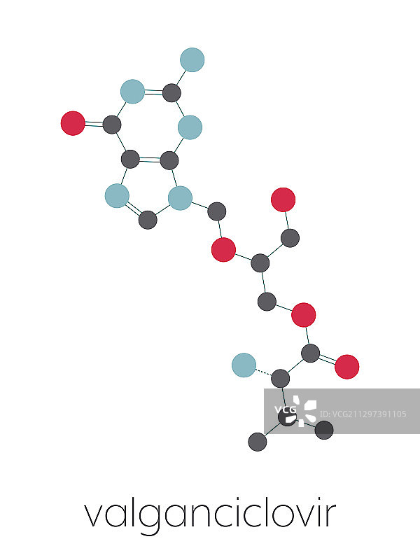 缬更昔洛韦巨细胞病毒药物分子模型图片素材