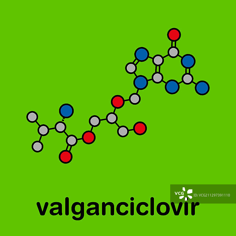 缬更昔洛韦巨细胞病毒药物分子模型图片素材